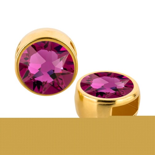 Curseur or 9mm (ID 5x2mm) avec pierre de cristal Fuchsia 7mm (ID 5x2mm) 24K plaqué or