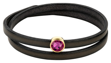 Slider gold 9mm (ID 5x2mm) with crystal stone in Fuchsia...