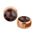 Slider rose gold 9mm (ID 5x2mm) with crystal stone in Burgundy 7mm 24K rose gold plated