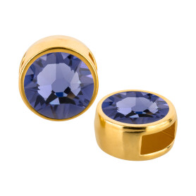 Slider gold 9mm (ID 5x2mm) with crystal stone in...