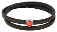 Slider antiek zilver 9mm (ID 5x2mm) met kristal in Padparadscha 7mm 999° antiek verzilverd