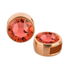 Slider oro rosa 9mm (ID 5x2mm) con cristal en Padparadscha 7mm chapado en oro rosa de 24K