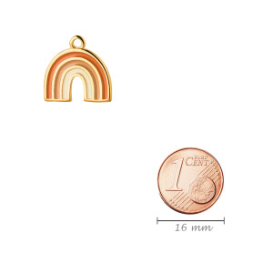 Colgante Zamak arco iris oro 16.7x16.3mm bañado en oro de 24K con esmalte en naranja/ocre/crema