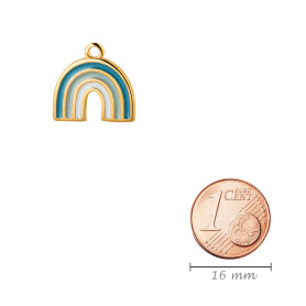 Pendentif zamac arc-en-ciel or 16,7x16,3mm doré 24 carats avec émail bleu/bleu clair/blanc}
