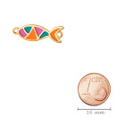Zamak connector fish stained glass enamel green/orange/pink gold 8.2x25mm 24K gold-plated