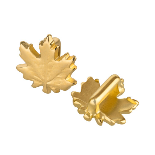 Perlina scorrevole Zamak foglia dacero oro ID 5x2,5 mm placcata oro 24K