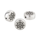 Metal bead round compass antique silver 11.3x11.6mm (Ø1.5mm) 999° silver-plated