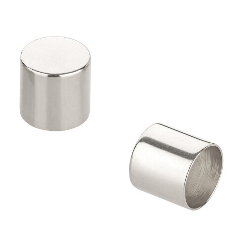 End cap without eyelet 9x9mm (ID 8mm) antique silver 999° silver-plated