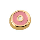 Zamak metal bead round Evil Eye gold 8mm (Ø1.5mm) enamel light blue/ivory 24K gold-plated