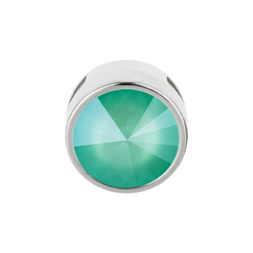 Slider plata antigua 14mm (ID 10x2mm) con Rivoli en Crystal Mint Green 12mm 999° plateado estilo antiguo