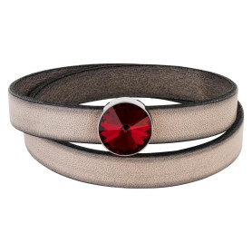 Slider argent antique 14mm (ID 10x2mm) avec Rivoli en Siam 12mm 999° argenté style antique