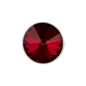 Slider argent antique 14mm (ID 10x2mm) avec Rivoli en Siam 12mm 999° argenté style antique