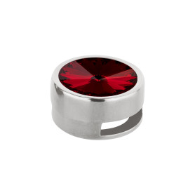 Slider argent antique 14mm (ID 10x2mm) avec Rivoli en Siam 12mm 999° argenté style antique