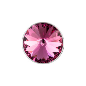 Slider antique silver 14mm (ID 10x2mm) with Rivoli in Rose 12mm 999° silver plated
