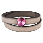 Slider antique silver 14mm (ID 10x2mm) with Rivoli in Rose 12mm 999° silver plated