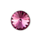 Slider antique silver 14mm (ID 10x2mm) with Rivoli in Rose 12mm 999° silver plated