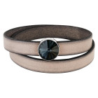 Slider argent antique 14mm (ID 10x2mm) avec Rivoli en Graphite 12mm 999° argenté style antique