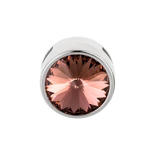 Slider antik silber 14mm (ID 10x2mm) mit Rivoli in Blush Rose 12mm 999° antik versilbert