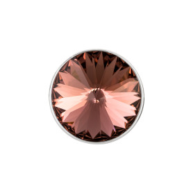 Slider antik silber 14mm (ID 10x2mm) mit Rivoli in Blush Rose 12mm 999° antik versilbert