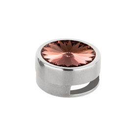 Slider antik silber 14mm (ID 10x2mm) mit Rivoli in Blush Rose 12mm 999° antik versilbert