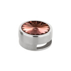 Slider antik silber 14mm (ID 10x2mm) mit Rivoli in Blush Rose 12mm 999° antik versilbert