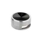 Slider antique silver 14mm (ID 10x2mm) with Rivoli in Jet 12mm 999° silver plated