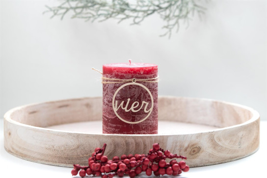 Adventskranz Zahlen Holz 1–4 in Schreibschrift