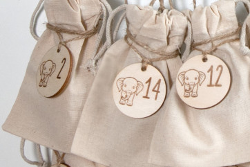 Calendrier de lavent chiffres en bois 1-24, rond...