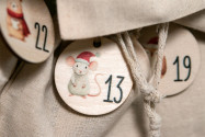 Advent calendar numbers wood 1-24, round Ø4,5cm | forest animals printed, laser cut, reusable