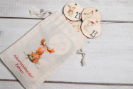 Advent calendar numbers wood 1-24, round Ø4,5cm | forest animals printed, laser cut, reusable