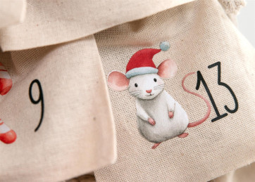 Sacchetti calendario dellAvvento 24 pezzi | sacchetti in cotone con animali della foresta, 100% cotone, OEKO-TEX®, 10×14/15×20 cm, riutilizzabili