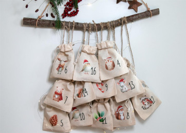 Adventskalender Beutel 24 Stück | Canvas-Beutel...