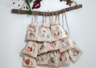 Adventskalender Beutel 24 Stück | Canvas-Beutel handmade mit Waldtieren, 100% Baumwolle, OEKO-TEX®, 12×15/15×20cm, wiederverwendbar