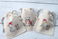Adventskalender Beutel 24 Stück | Canvas-Beutel handmade mit Waldtieren, 100% Baumwolle, OEKO-TEX®, 12×15/15×20cm, wiederverwendbar