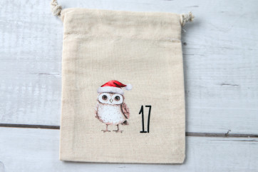 Adventskalender Beutel 24 Stück | Baumwollbeutel mit Weihnachtstieren, 100% Baumwolle, OEKO-TEX®, 10×14/15×20 cm, wiederverwendbar