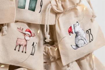 Adventskalender Beutel 24 Stück | Canvas-Beutel...