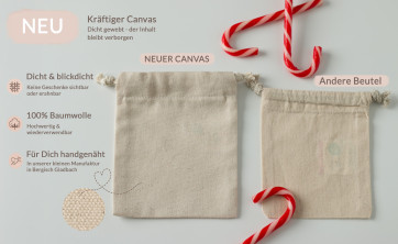 Adventskalender Beutel 24 Stück | Canvas-Beutel handmade mit Weihnachtstieren, 100% Baumwolle, OEKO-TEX®, 12×15/15×20cm, wiederverwendbar