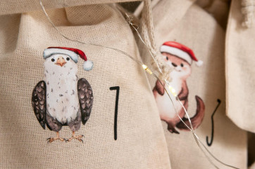 Sacchetti per il calendario dellAvvento 24 pezzi | sacchetti in cotone con animali natalizi, 100% cotone, OEKO-TEX®, 10×14/15×20 cm, riutilizzabili 24 sacchetti grandi (15x20)
