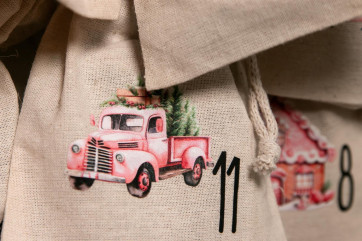 Adventkalenderzakjes 24 stuks | katoenen zakjes Roze Kerst, 100% katoen, OEKO-TEX®, 10×14/15×20 cm, herbruikbaar