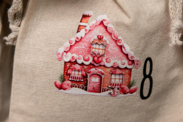 Adventskalender Beutel 24 Stück | Canvas-Beutel handmade Pink Christmas, 100% Baumwolle, OEKO-TEX®, 12×15/15×20cm, wiederverwendbar