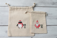 Adventskalender Beutel 24 Stück | Canvas-Beutel handmade Pink Christmas, 100% Baumwolle, OEKO-TEX®, 12×15/15×20cm, wiederverwendbar