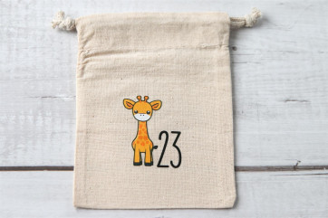 Adventskalender Beutel 24 Stück | Canvas-Beutel handmade mit Giraffe, 100% Baumwolle, OEKO-TEX®, 12×15/15×20cm, wiederverwendbar