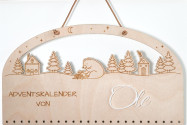 Adventskalender Winterlandschaft mit Bär 38×21cm | Acryl-Name | verschiedene Sets