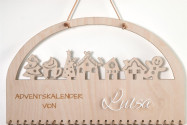 Wooden Advent Calendar Gingerbread Houses 38×23cm, with Acrylic Name