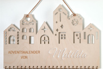 Adventskalender Holz Weihnachtsstadt 38×25cm |...