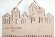 Adventskalender Holz Weihnachtsstadt 38×25cm | personalisiert mit Acrylnamen | verschiedene Sets