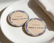 Platzkarten Hochzeit Holz Ø6cm | personalisiert | Lavendelblüten