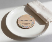 Marque-place mariage bois Ø6cm | personnalisé | Couronne de fleurs sauvages