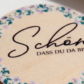 Wedding place cards wood Ø6cm | personalised | Floral wreath design