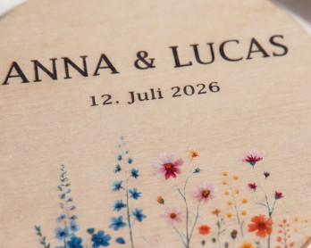 Platzkarten Hochzeit Holz Ø6cm | personalisiert | Wildblumenwiese